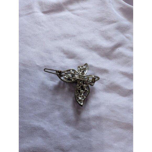Vintage Butterfly Rhinestone Metal Hair Clip Barrette Elegant Design - Picture 4 of 4